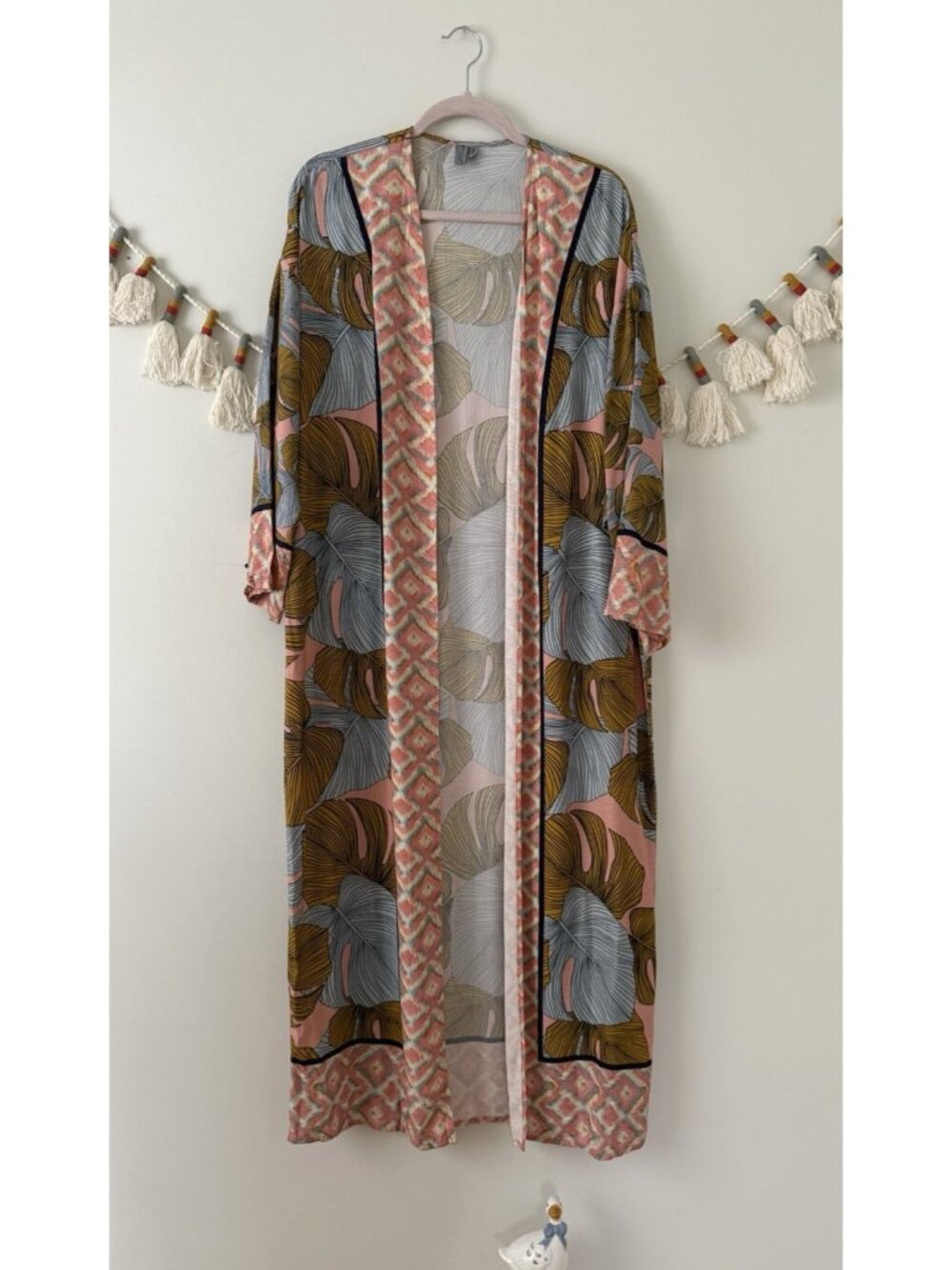 Anthropologie Bl-nk London Sophia Tropical Longline Kimono Beach Cover Up OS